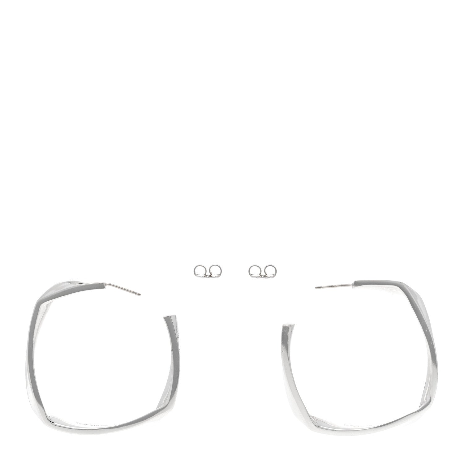 Tiffany Sterling Silver Frank Gehry Torque Square Hoop Earrings 3 of 4