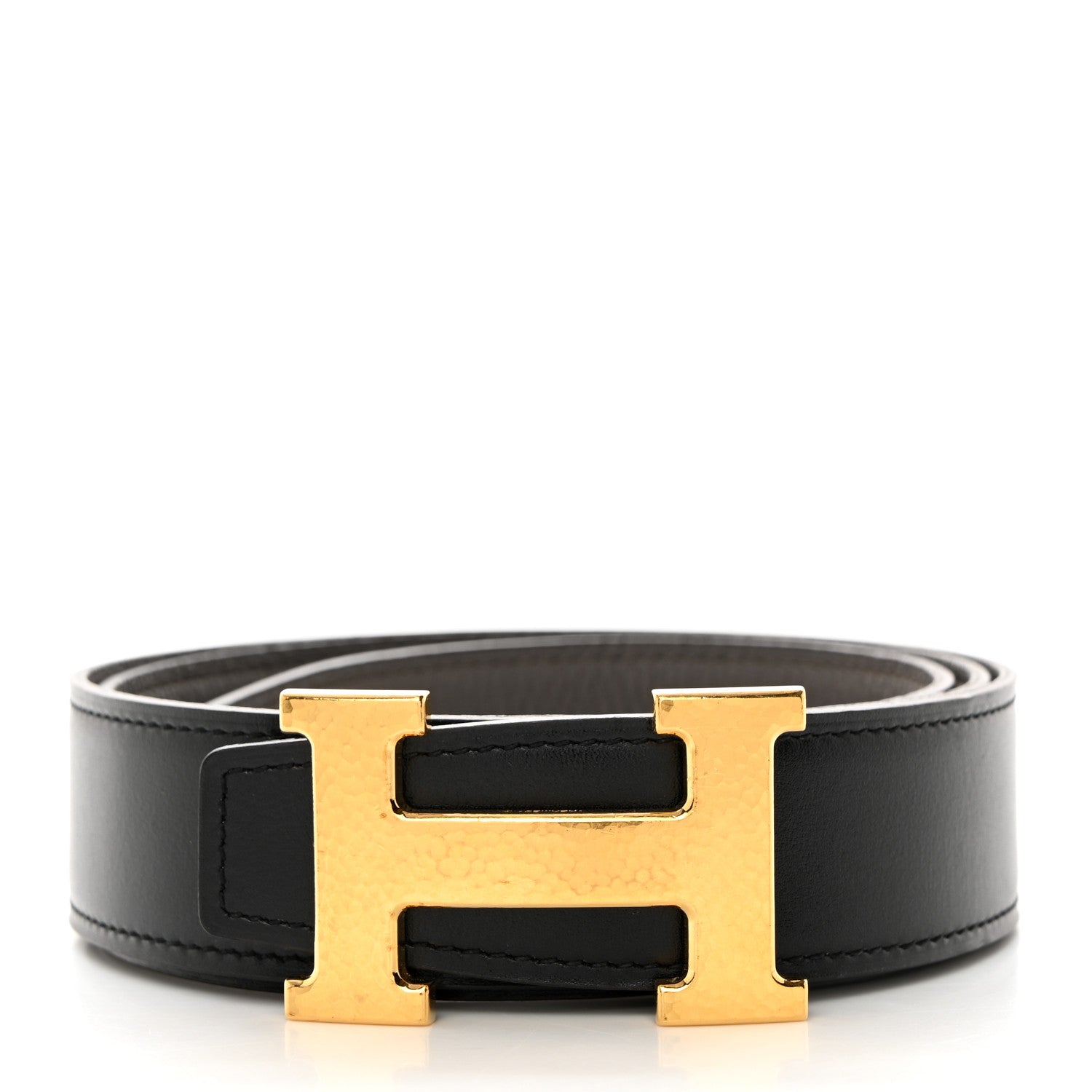 Hermes Box Togo 32mm Martelee H Belt 85 95/38 Black Etain 2 of 6