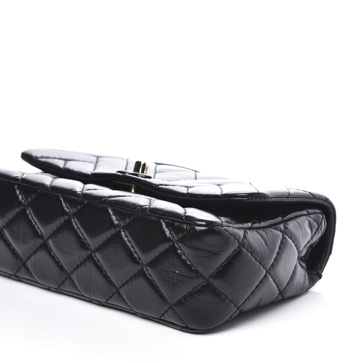 Shiny Lambskin Quilted Small Montcoco Flap Black