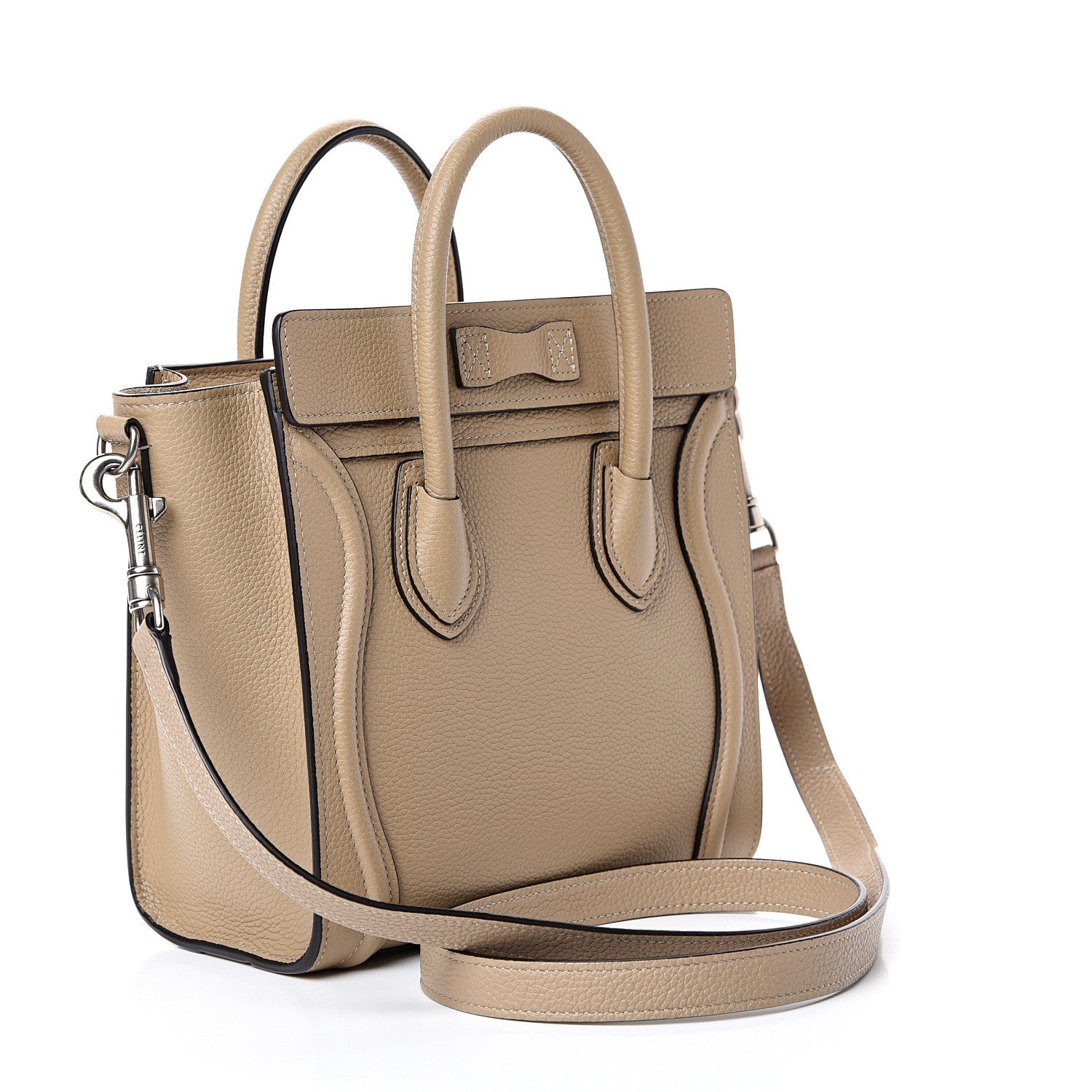 Celine Drummed Calfskin Nano Luggage Dune 2 of 11