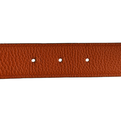 Hermes Box Togo Reversible 32mm Guilloche H Belt 80 32 Black Orange 10 of 11