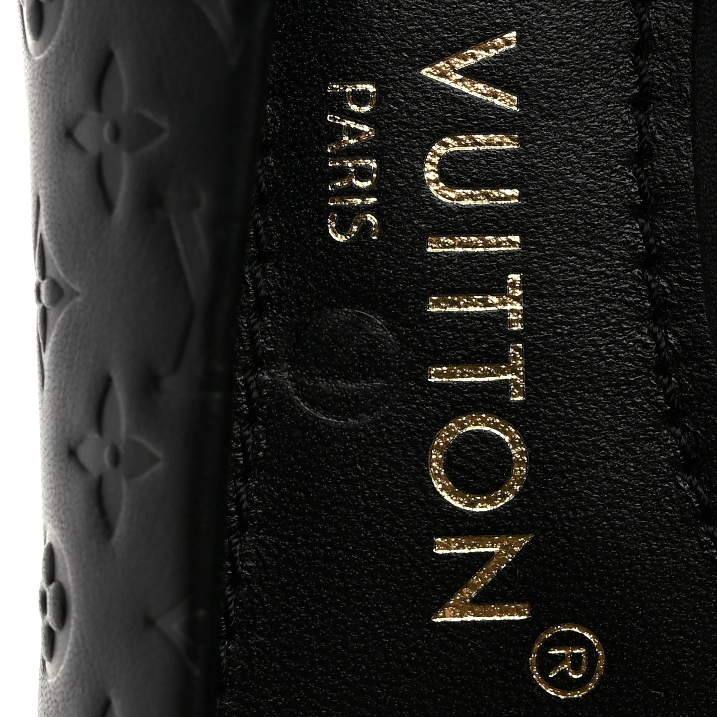 Nappa Monogram Embossed Ballet Flats 38 Black