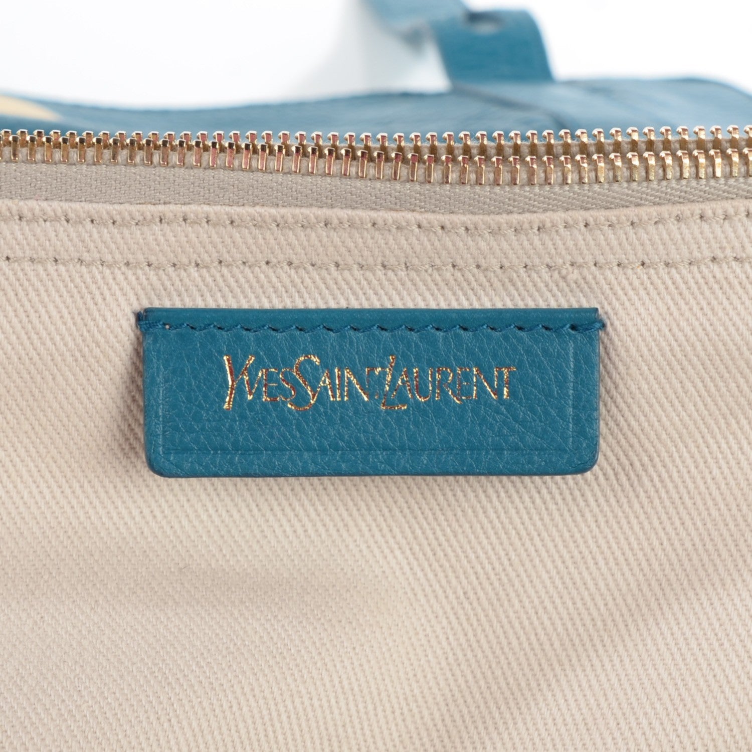Saint Laurent Calfskin Canvas Medium Muse Two Turquoise 11 of 14
