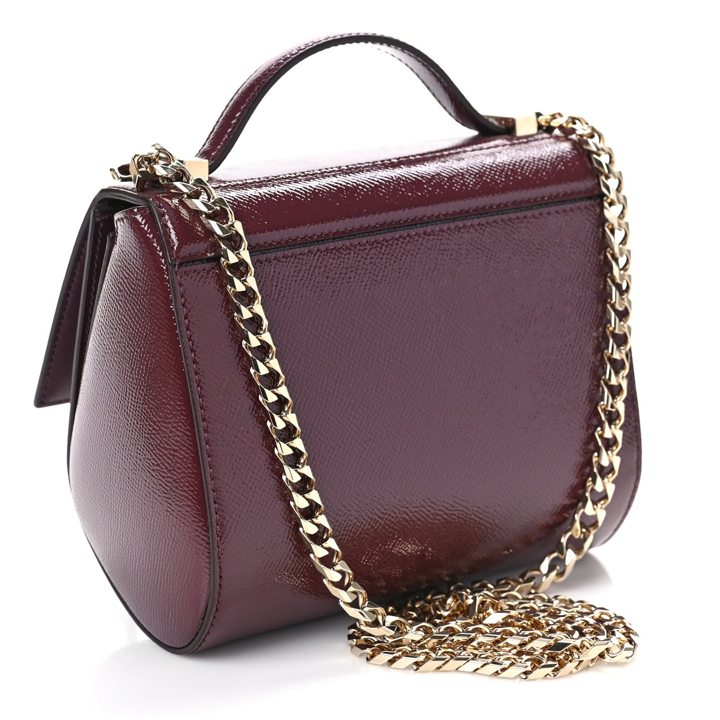 Textured Calfskin Mini Pandora Box Chain Crossbody Bag Oxblood