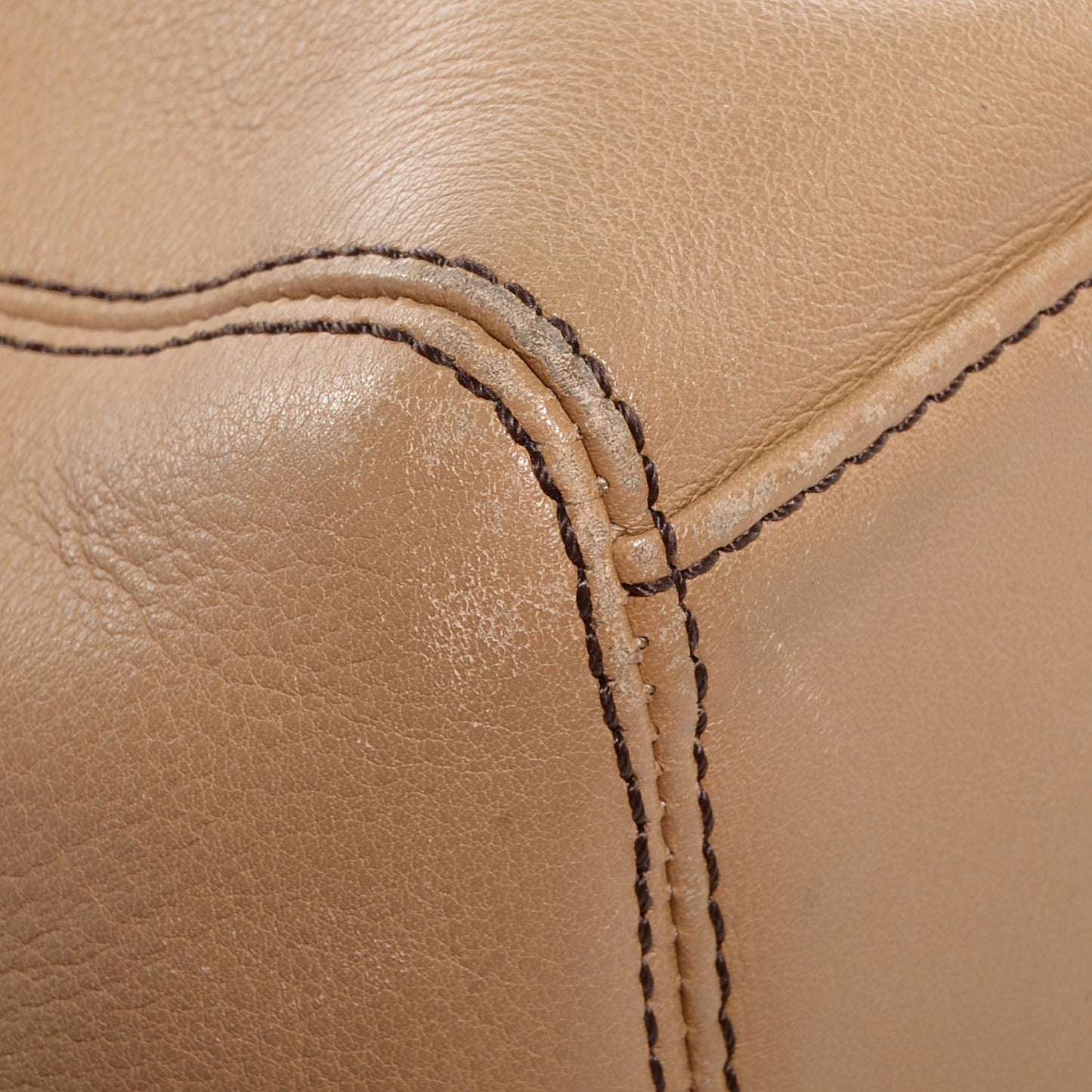 Leather Shopper Tote Beige