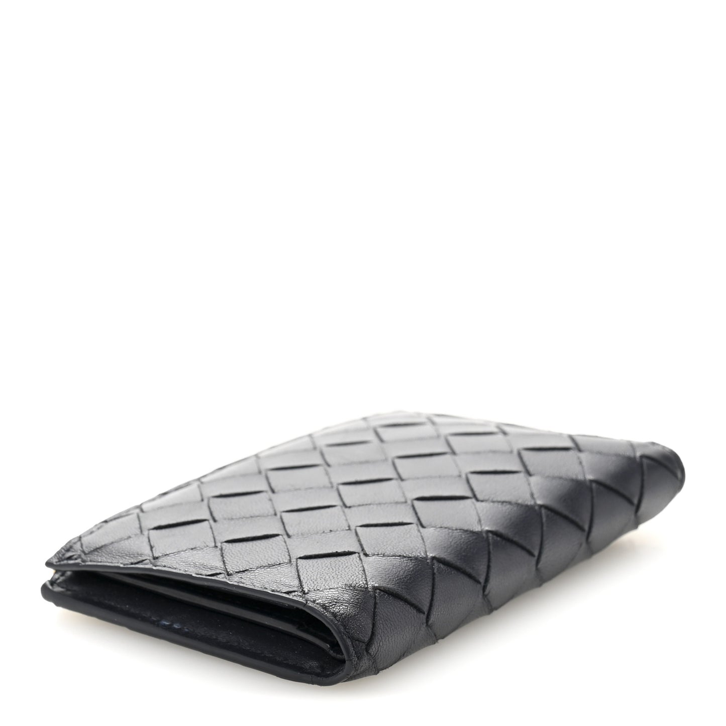 Nappa Intrecciato Medium Bifold Zip Wallet Navy