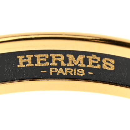 Hermes Printed Enamel Narrow lOP'H Bracelet 65 Orfevre Jaune White 4 of 6