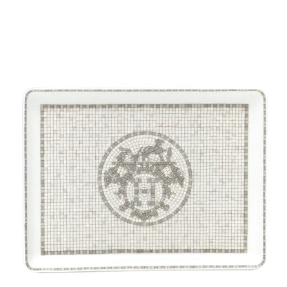Hermes Porcelain Mosaique Au 24 Sushi Plate Platine 1 of 8