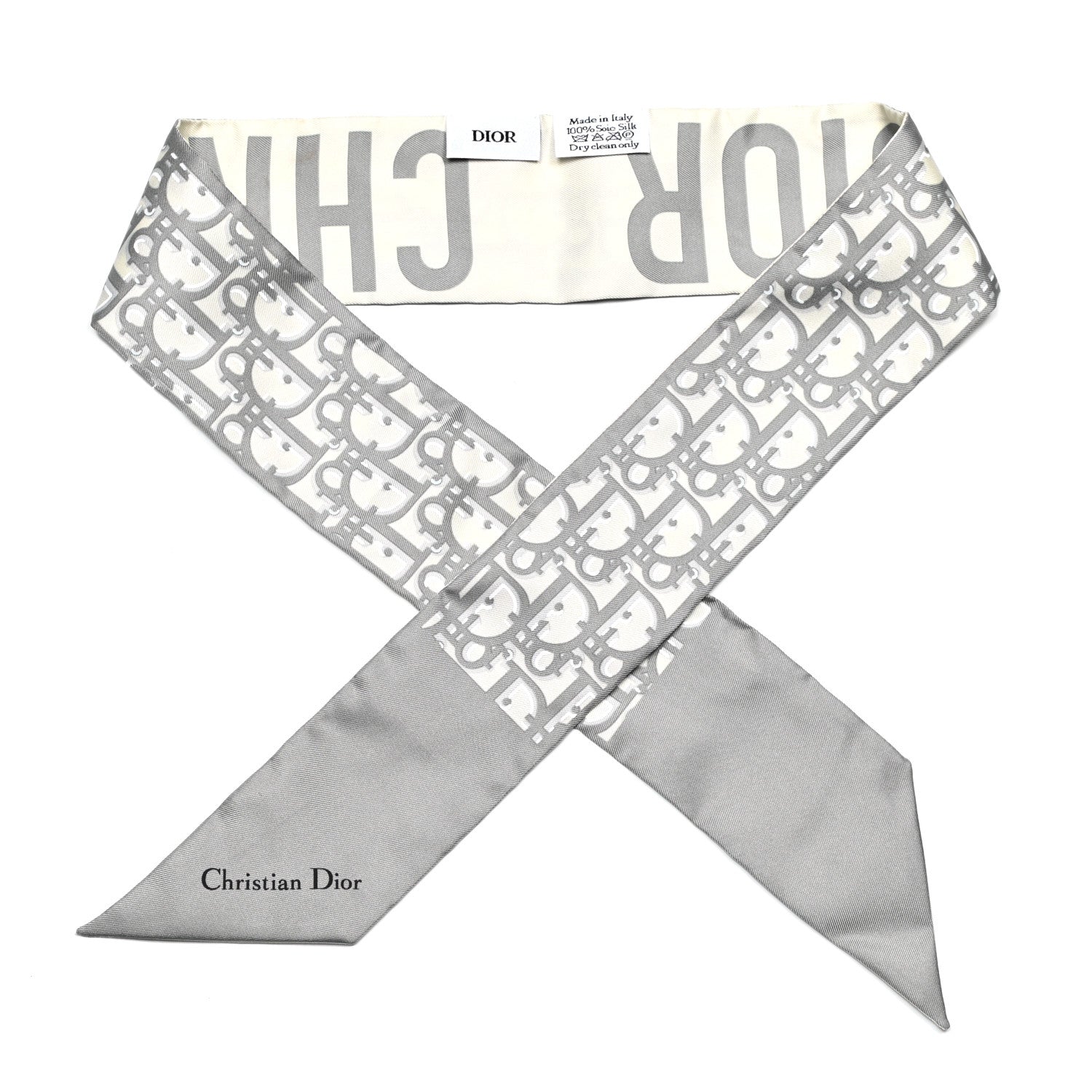 Christian Dior Silk Oblique Mitzah Scarf Grey 1 of 3