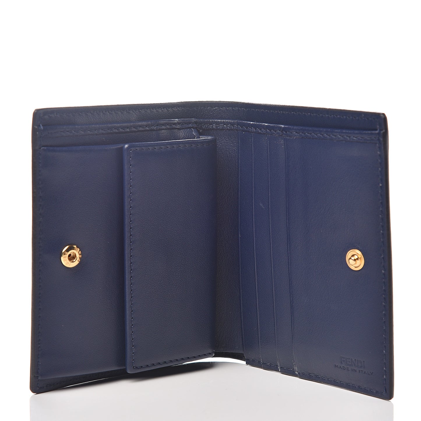 Vitello Liberty Lucido F is Fendi Compact Bi-Fold Wallet Blueberry