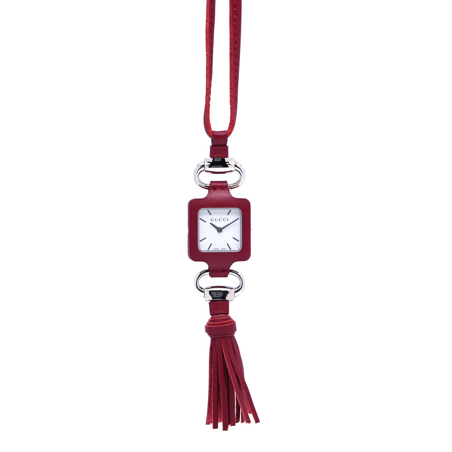 Stainless Steel Calfskin 1921 Pendant Quartz Watch Red