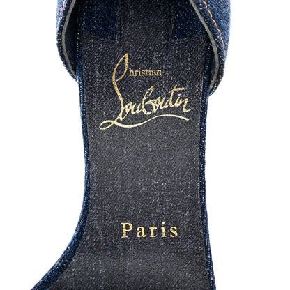 Christian Louboutin Denim Gourmi 100 Sandals 35 Blue Gold 7 of 8