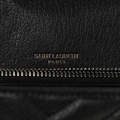Saint Laurent Sheepskin Matelasse Chevron Monogram Large College Satchel Black 6 of 16
