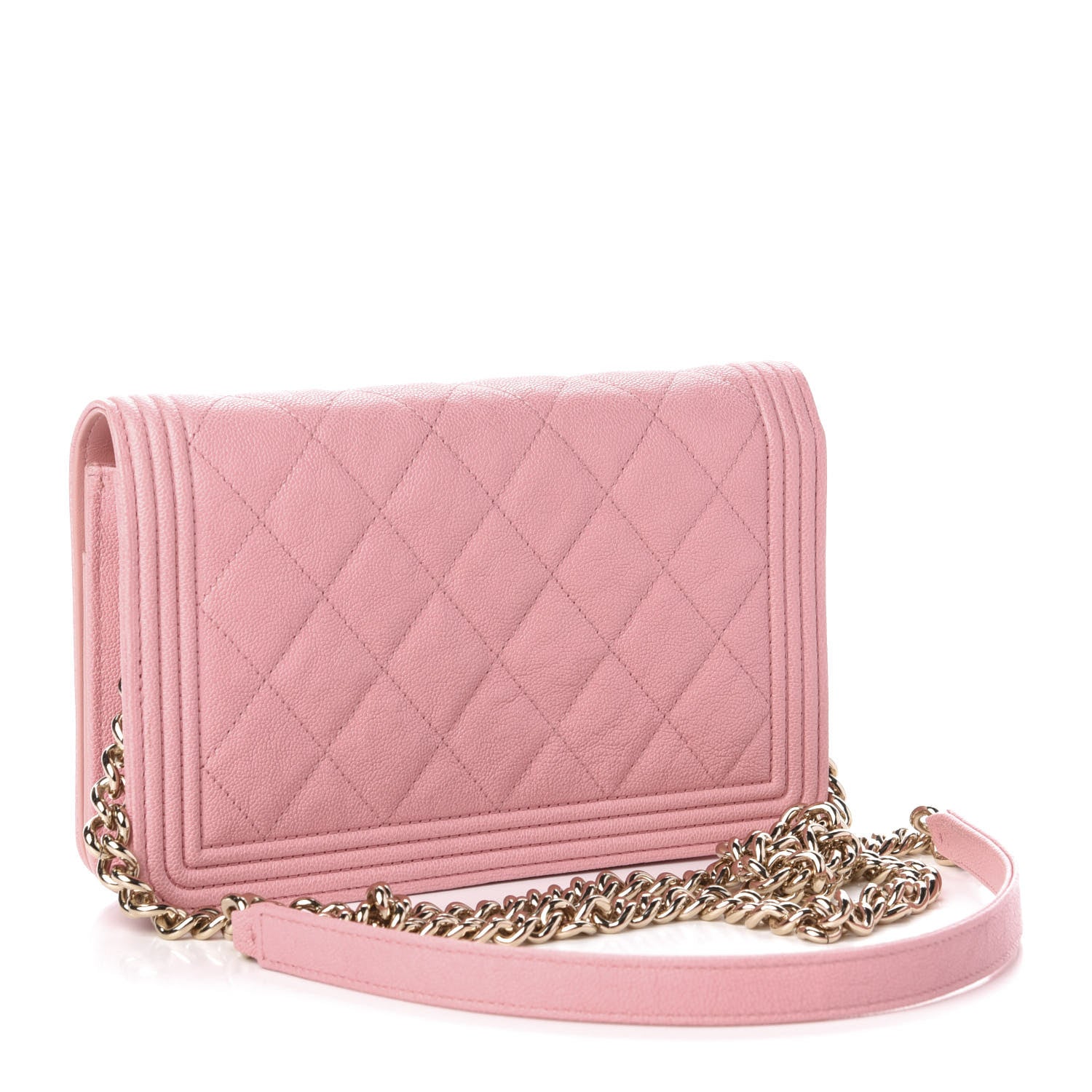 Chanel Caviar Quilted Boy Wallet On Chain WOC Pink 3 of 13