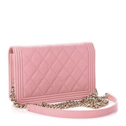 Chanel Caviar Quilted Boy Wallet On Chain WOC Pink 3 of 13