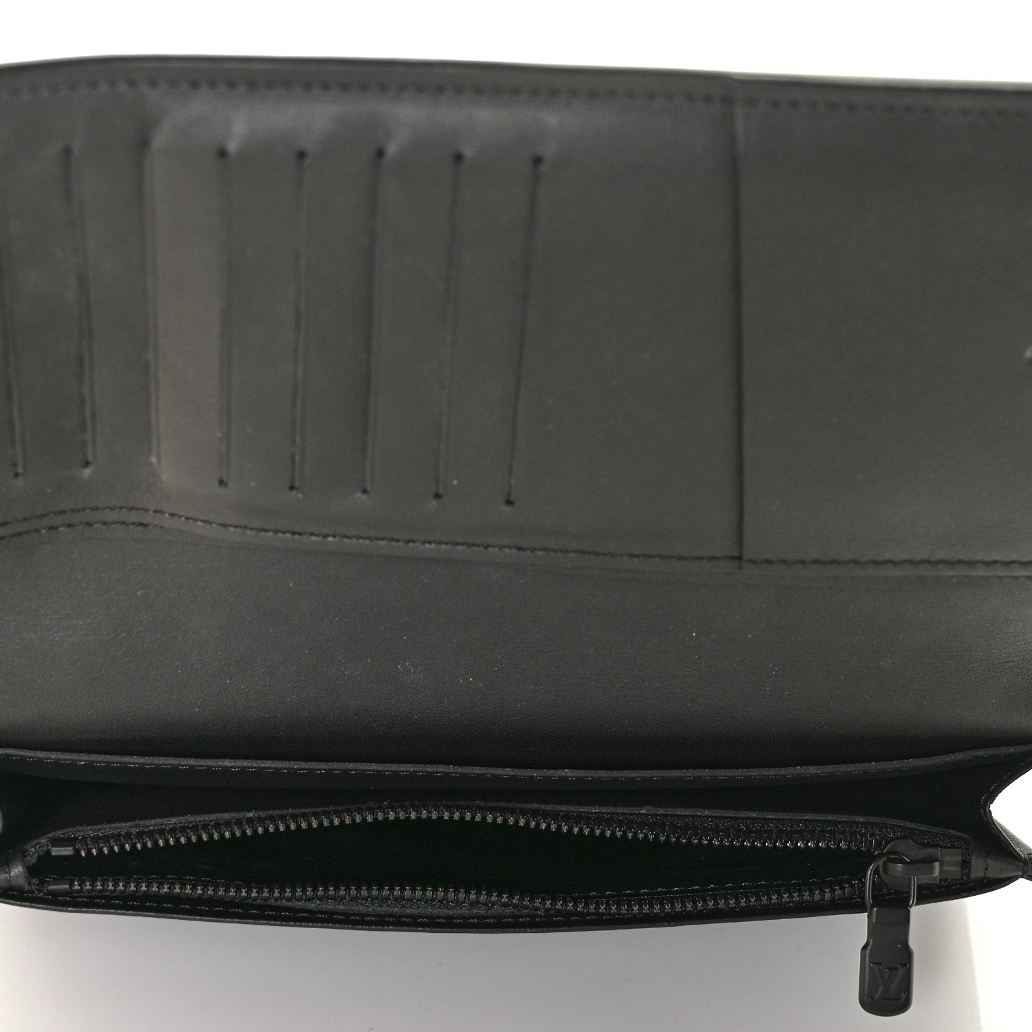 Louis Vuitton Calfskin Monogram Shadow Brazza Wallet Black 6 of 10