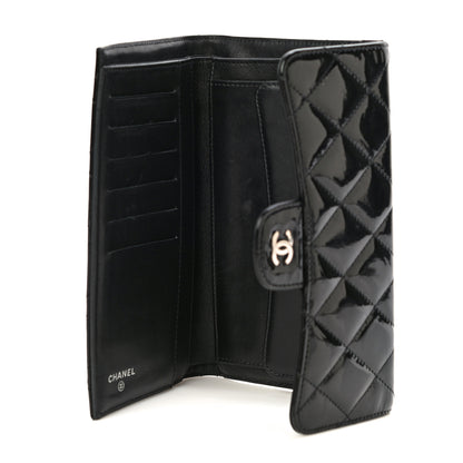 Chanel Patent Quilted Large Flap Wallet Black 6 of 16
