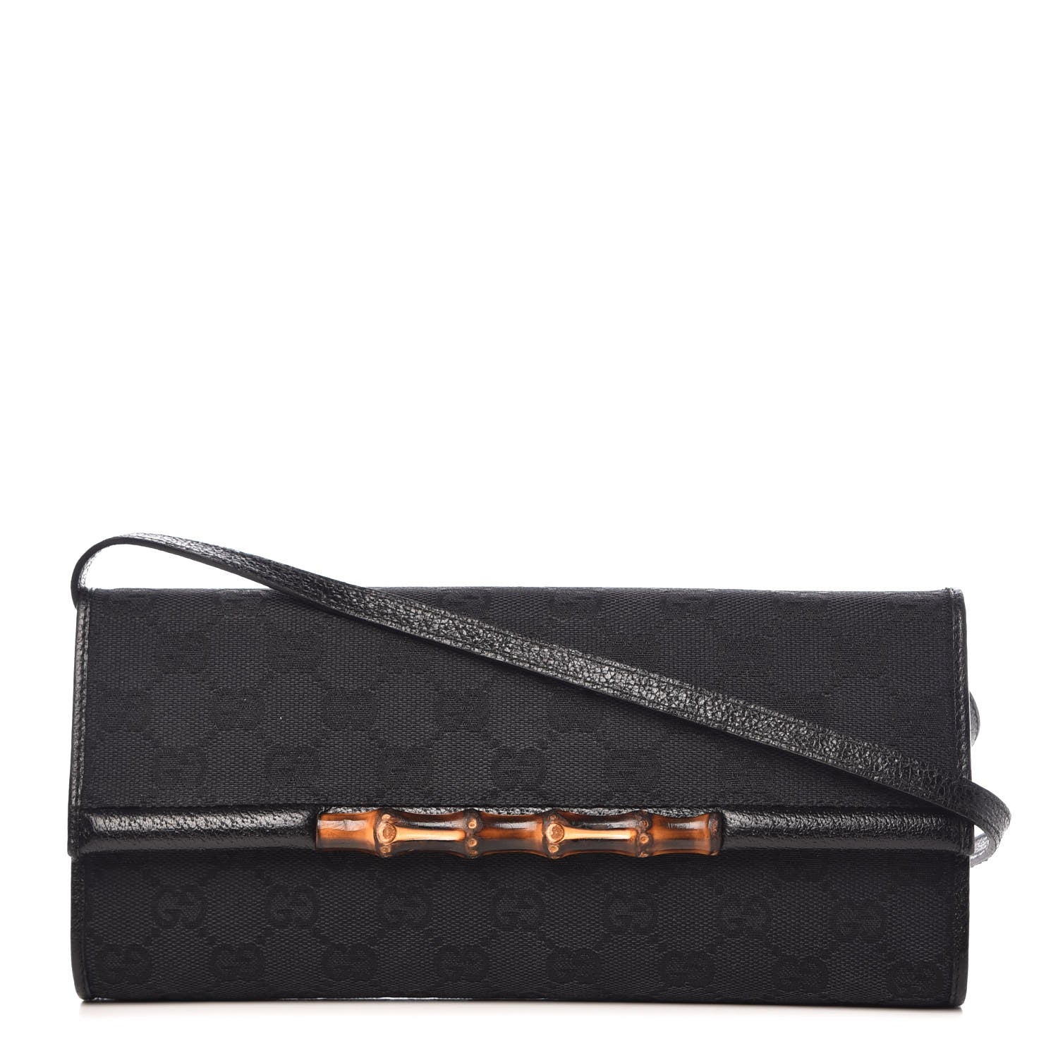 Gucci Monogram Bamboo Bar Clutch Black 1 of 7