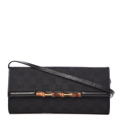 Gucci Monogram Bamboo Bar Clutch Black 1 of 7