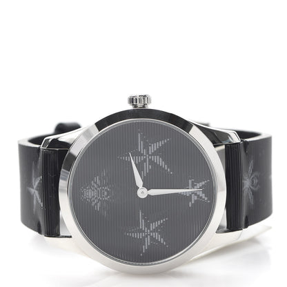 Gucci Stainless Steel Calfskin 38mm G-Timeless Bee Star Hologram Quartz Watch Black 3 of 6