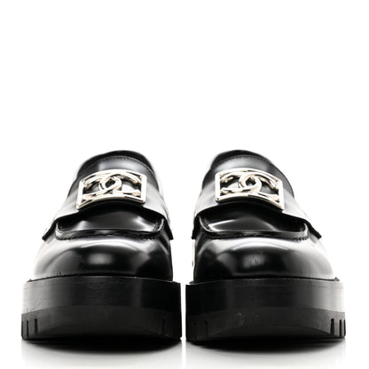 Chanel Calfskin Metal CC Loafers 36.5 Black 2 of 8