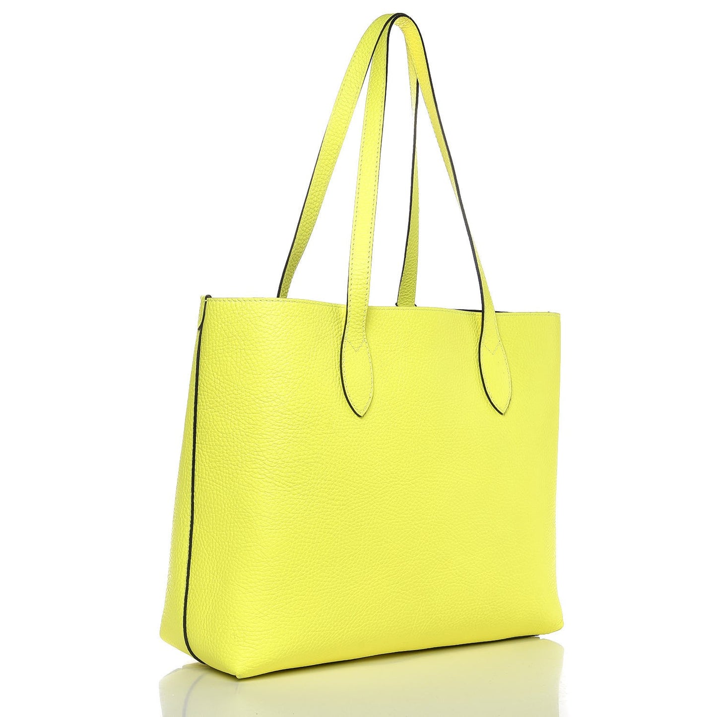 Grainy Calfskin Remington Tote Neon Yellow