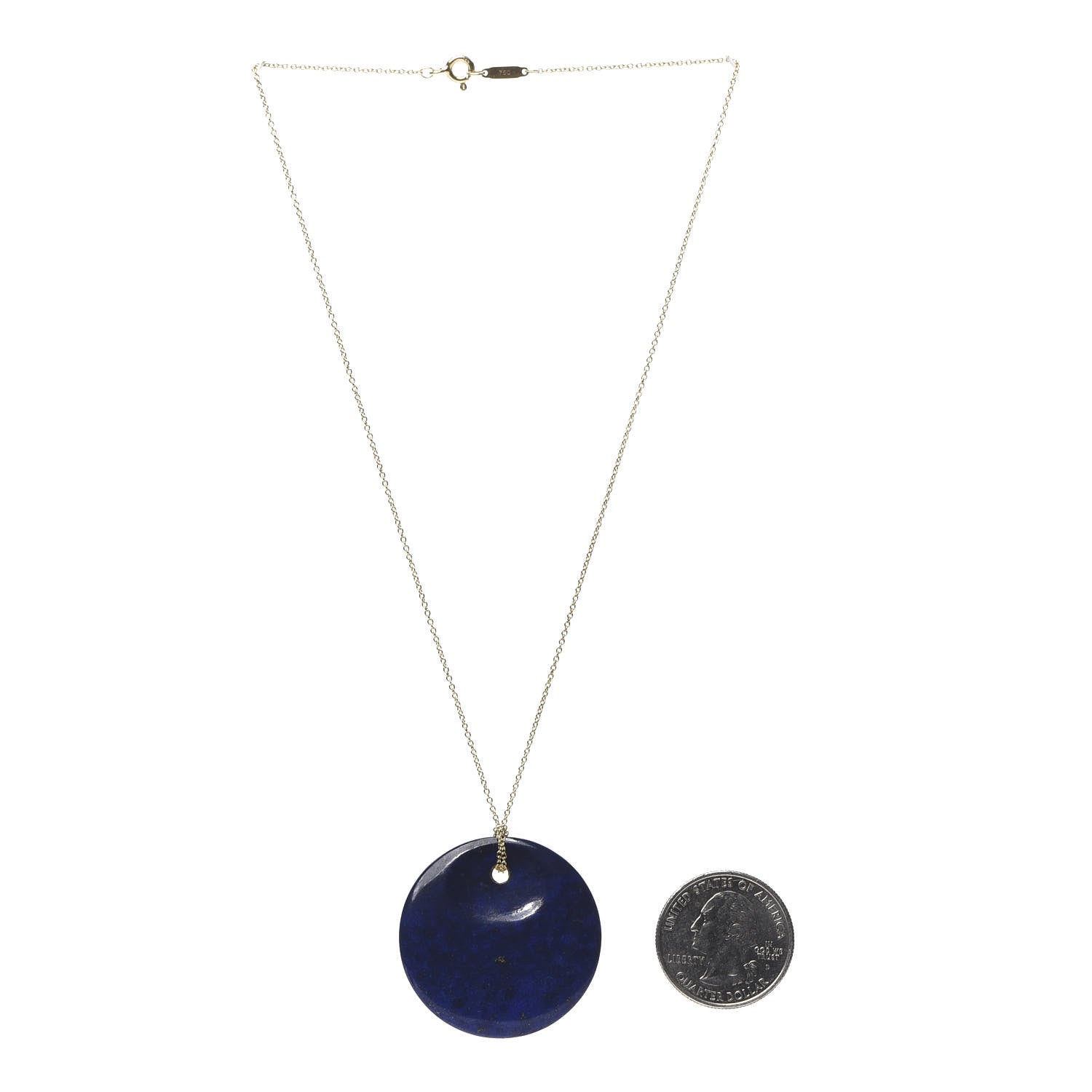 Tiffany 18K Yellow Gold Lapis Lazuli Elsa Peretti Round Pendant Necklace 3 of 5