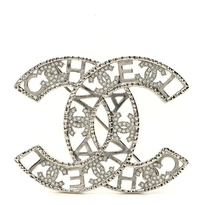 Chanel Crystal CC Brooch Silver 1 of 5