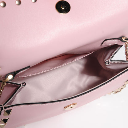 Valentino Garavani Vitello Mini Rockstud Crossbody Saddle Bag Water Rose 5 of 8