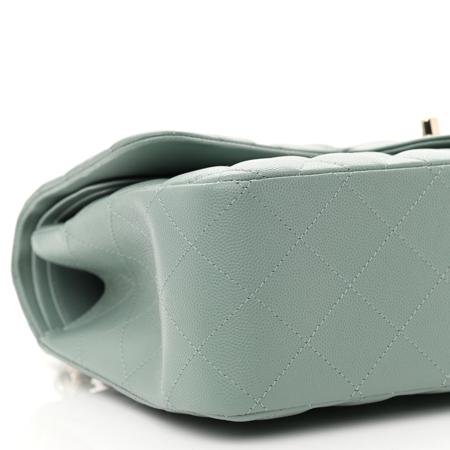Caviar Quilted Jumbo Double Flap Light Blue