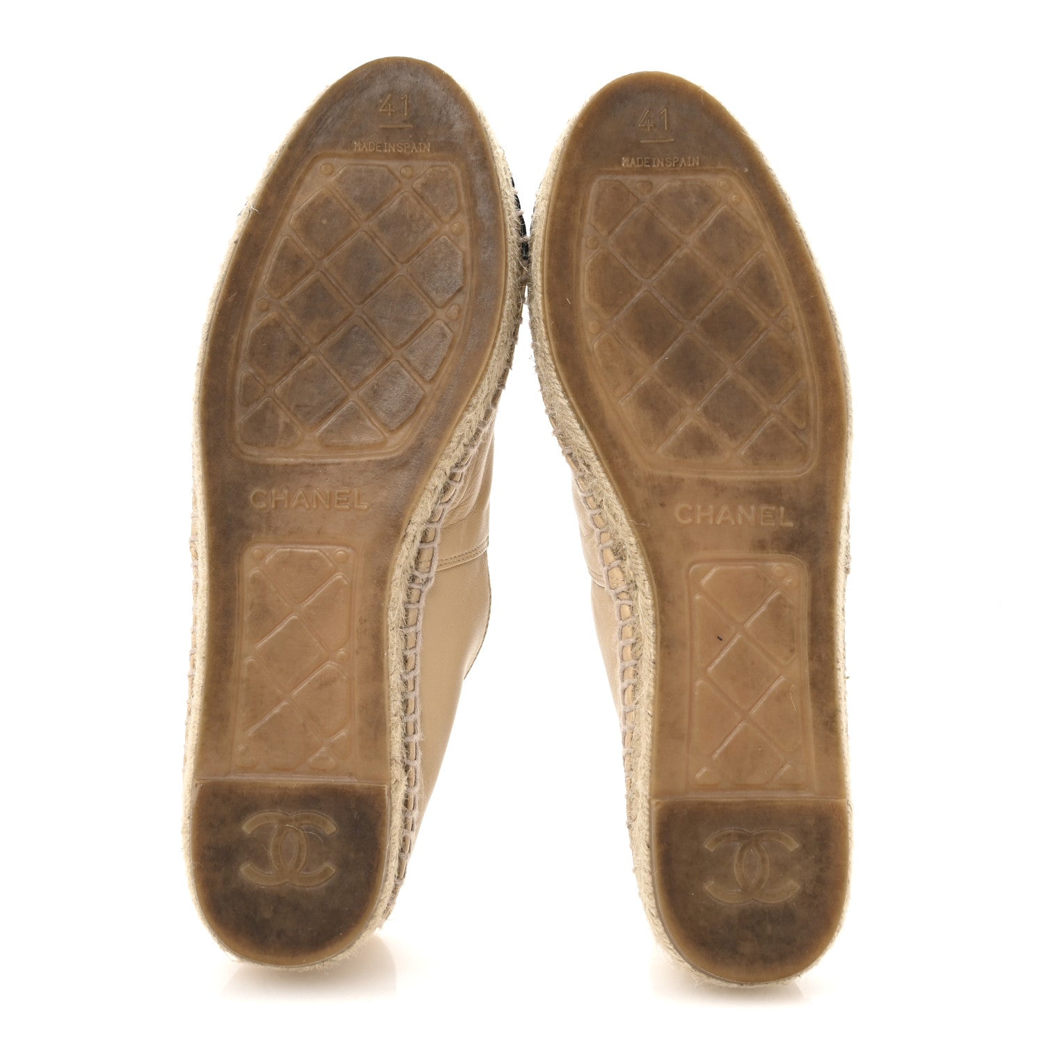 Chanel Lambskin CC Espadrilles 41 Beige Black 6 of 12