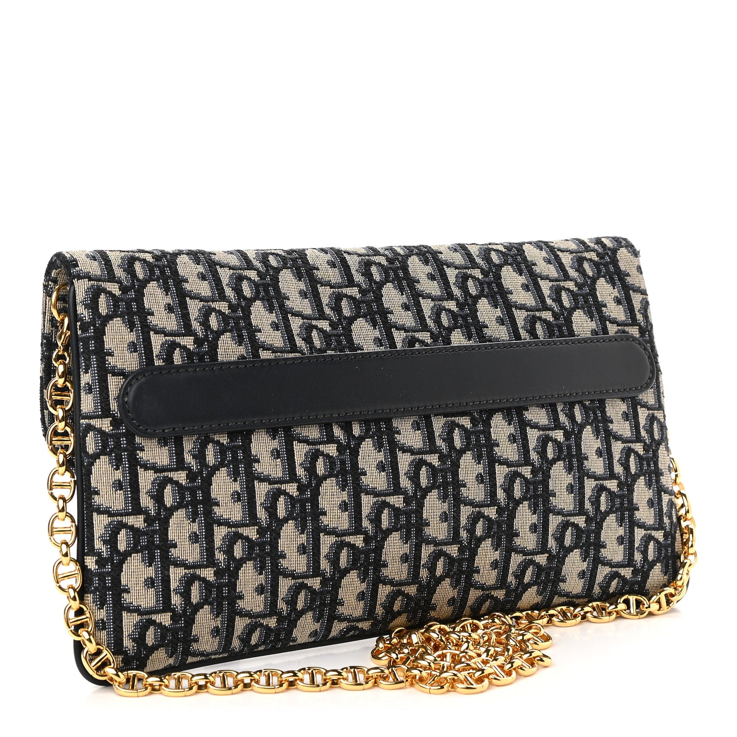 Oblique Medium Diordouble Chain Bag Blue