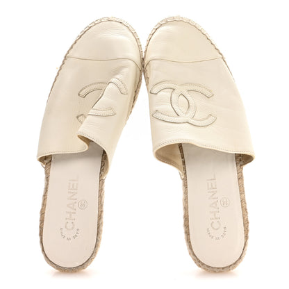 Chanel Calfskin CC Espadrille Mules 40 Ivory 2 of 8