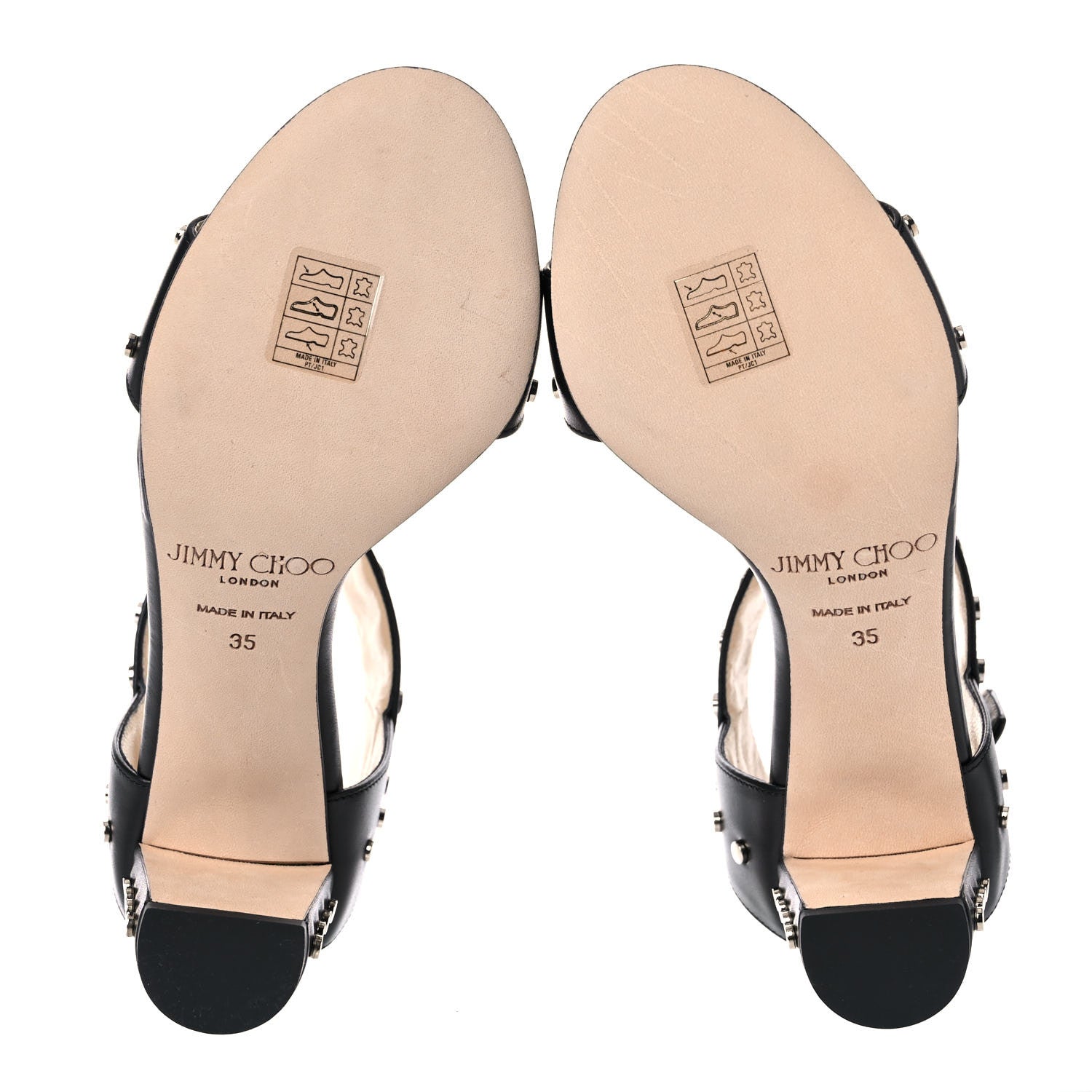 Jimmy Choo Shiny Calfskin Veto 65 Studded Sandals 35 Black 5 of 12