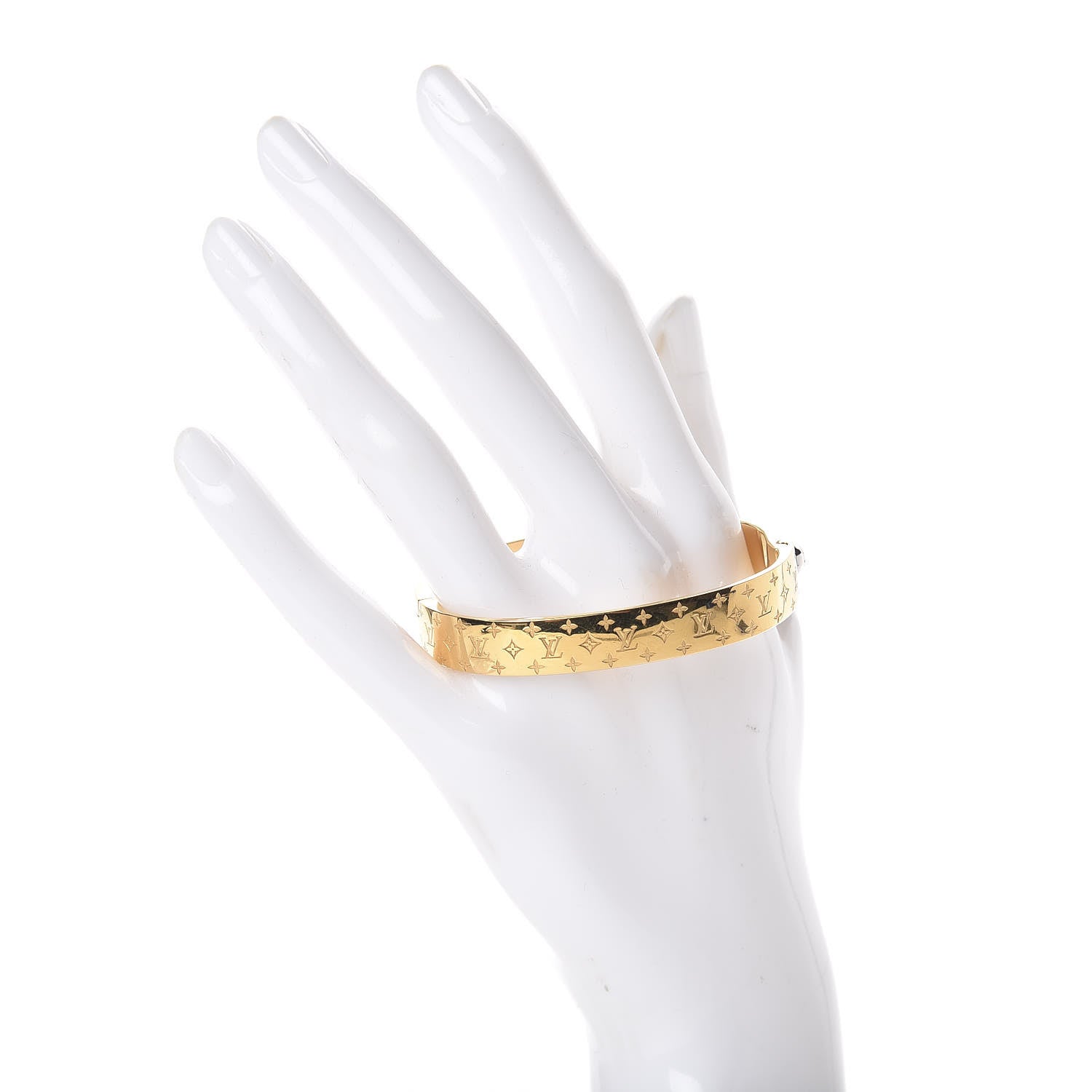 Louis Vuitton Brass Monogram Nanogram Cuff S Gold 2 of 6