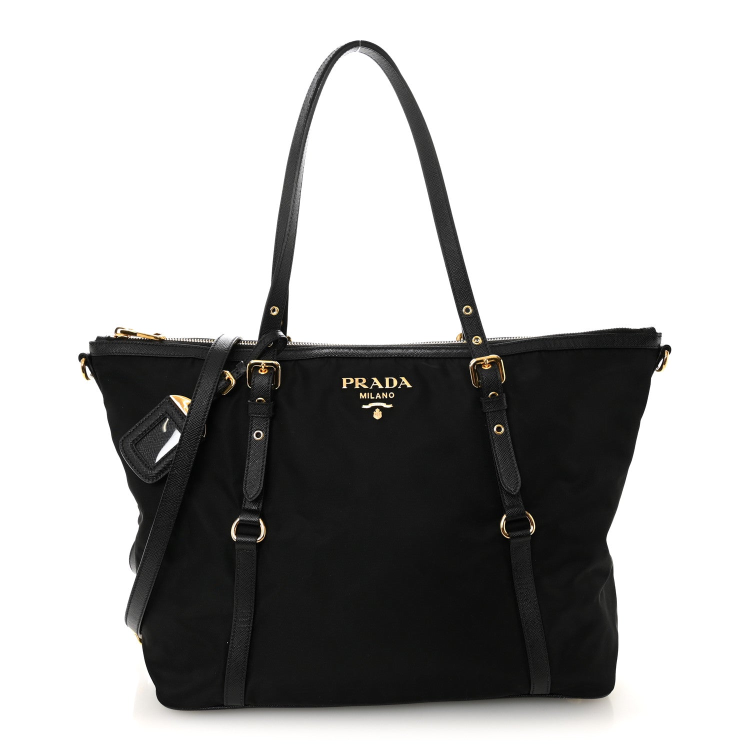 Prada Tessuto Nylon Saffiano Tote Black 1 of 11