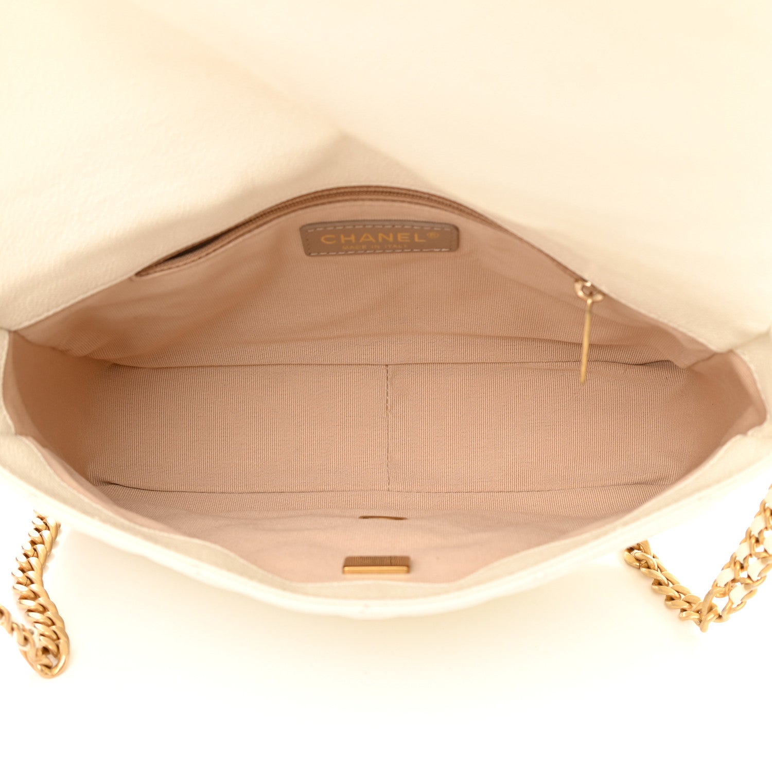 Chanel Shiny Caviar Quilted Large Chain Melody Flap White 5 of 17