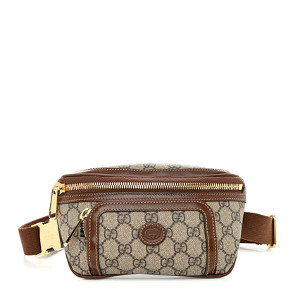 Gucci GG Supreme Monogram Textured Calfskin Retro Interlocking G Belt Bag Beige Ebony Brown Sugar 1 of 9