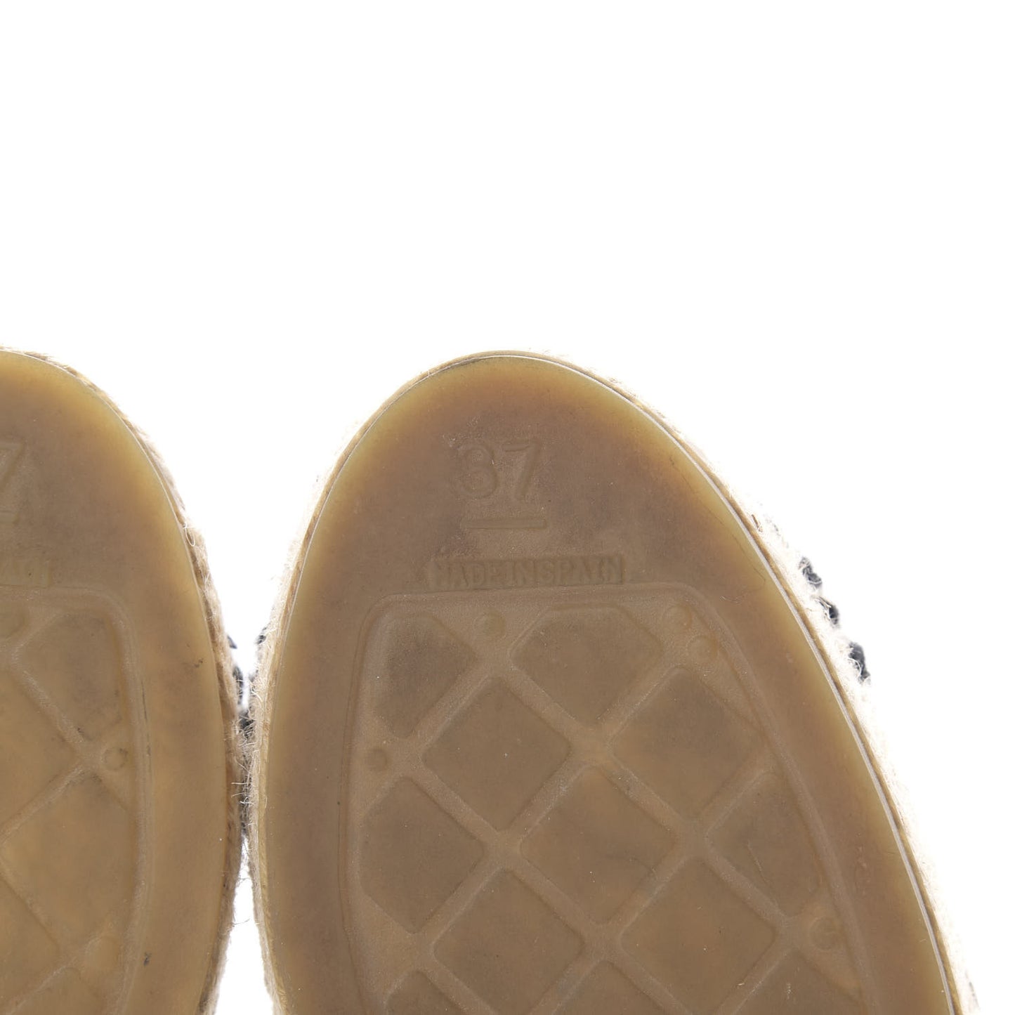 Tweed CC Espadrilles 37 Ecru White Blue Black