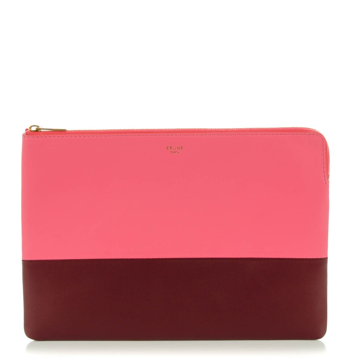 Lambskin Bi-Color Solo Clutch Pouch Pink Rust