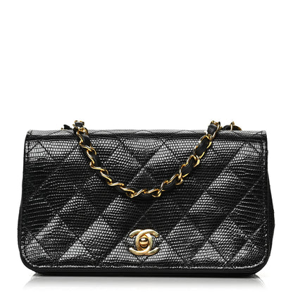 Chanel Lizard Quilted Small Single Flap Black 1 of 12