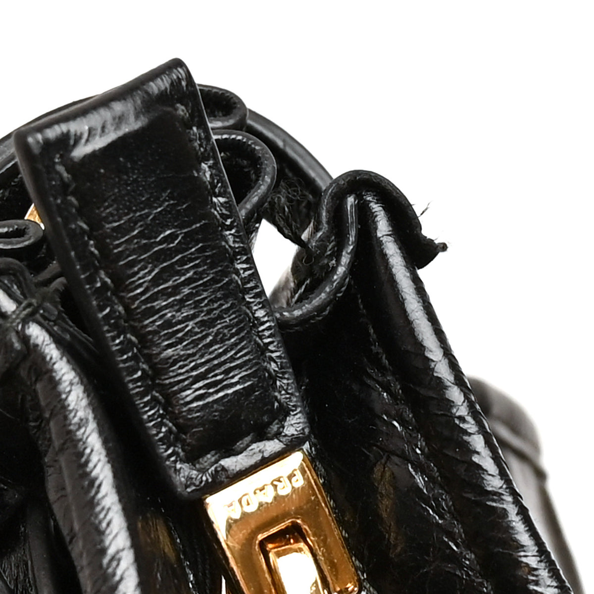Glossy Calfskin Triangle Medium Bonnie Shoulder Bag Black