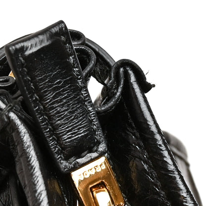 Prada Glossy Calfskin Triangle Medium Bonnie Shoulder Bag Black 8 of 12