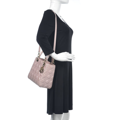 Christian Dior Pearly Lambskin Cannage Medium Lady Dior Lotus 2 of 22