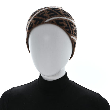 Fendi Wool Knit Zucca Beanie Tobacco White 2 of 5