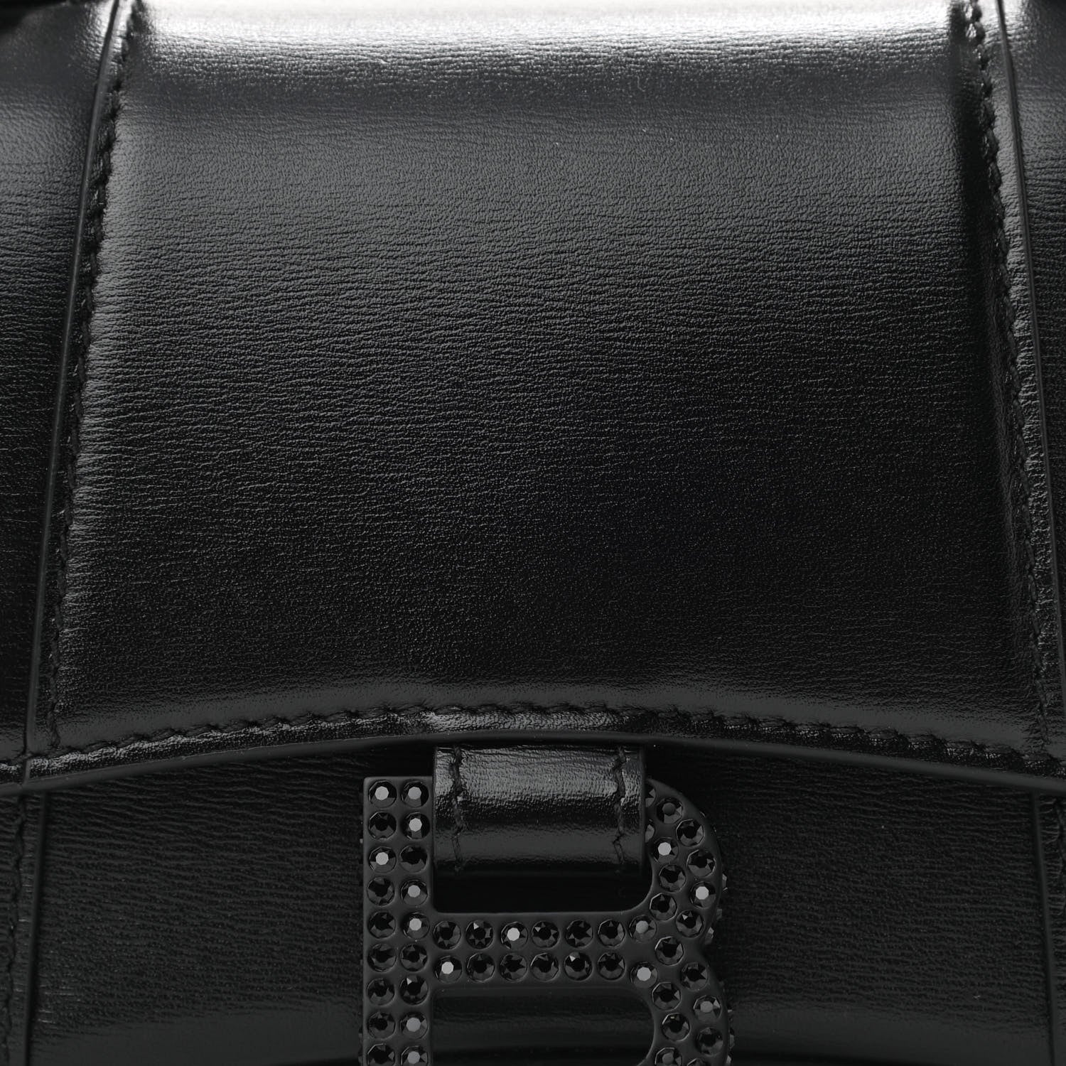 Balenciaga Shiny Box Calfskin Strass Hourglass Top Handle Bag XS Black 9 of 11