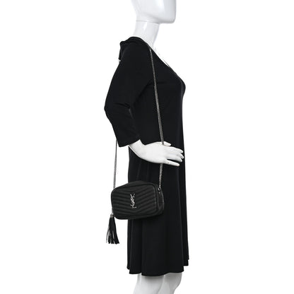 Saint Laurent Grain De Poudre Matelasse Monogram Mini Lou Camera Bag Black 2 of 11