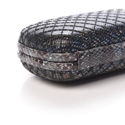 Bottega Veneta Karung Watersnake Intrecciato Knot Clutch Blue 5 of 8