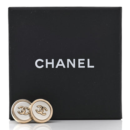 Chanel Pearl Coco Round Earrings Gold Pearly White 6 of 6