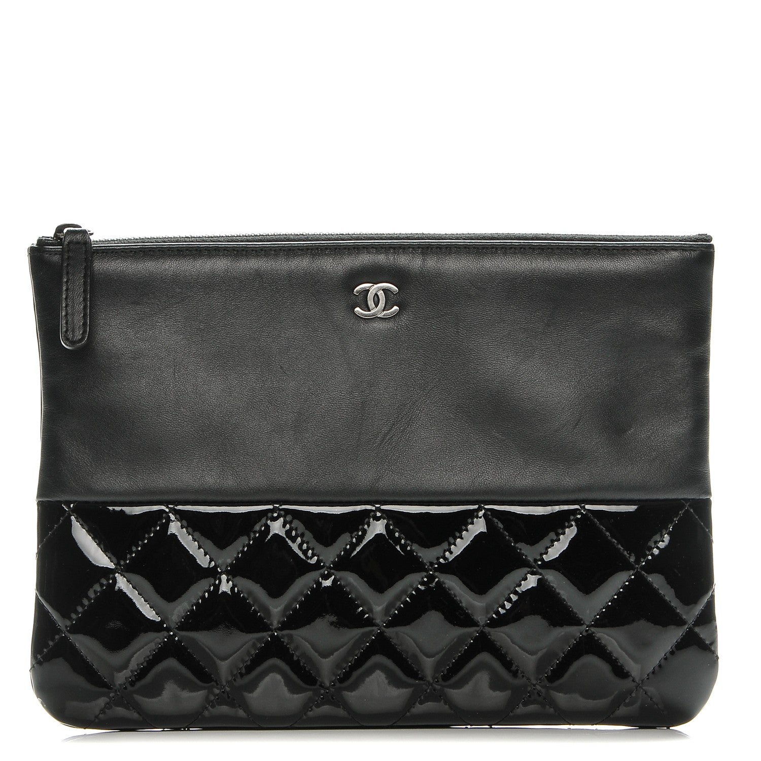Chanel Lambskin Patent Quilted Medium Cosmetic Case Black 1 of 7